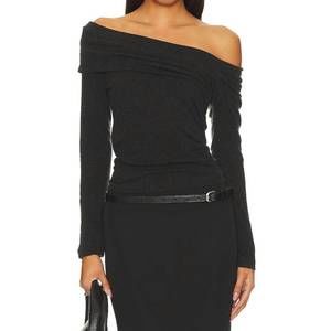 NEW ENZA COSTA cashmere one-shoulder drape top in charcoal